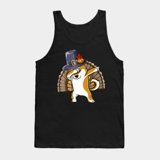 Thanksgiving T shirt for Boys Men Dabbing Shiba Inu Turkey Tank Top